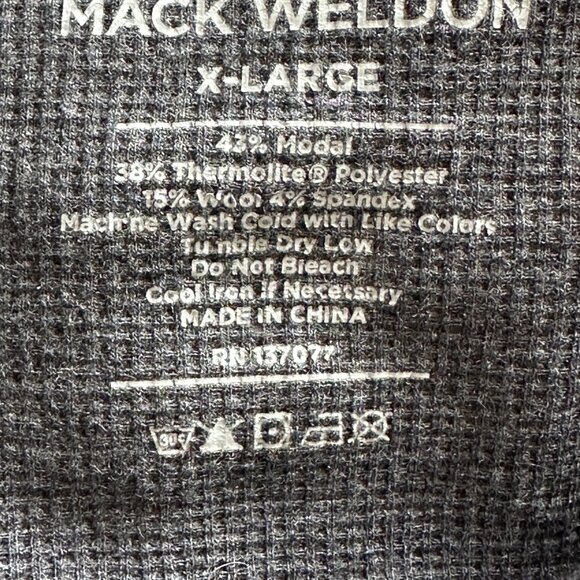 Mack Weldon Men's WARMKNIT Waffle Long Sleeve Crew Charcoal Heather Size XL - Picture 5 of 5